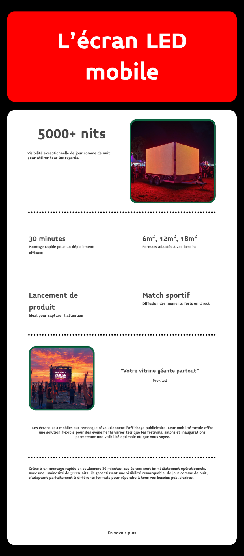 Infographie remorque LED mobile Proxiled