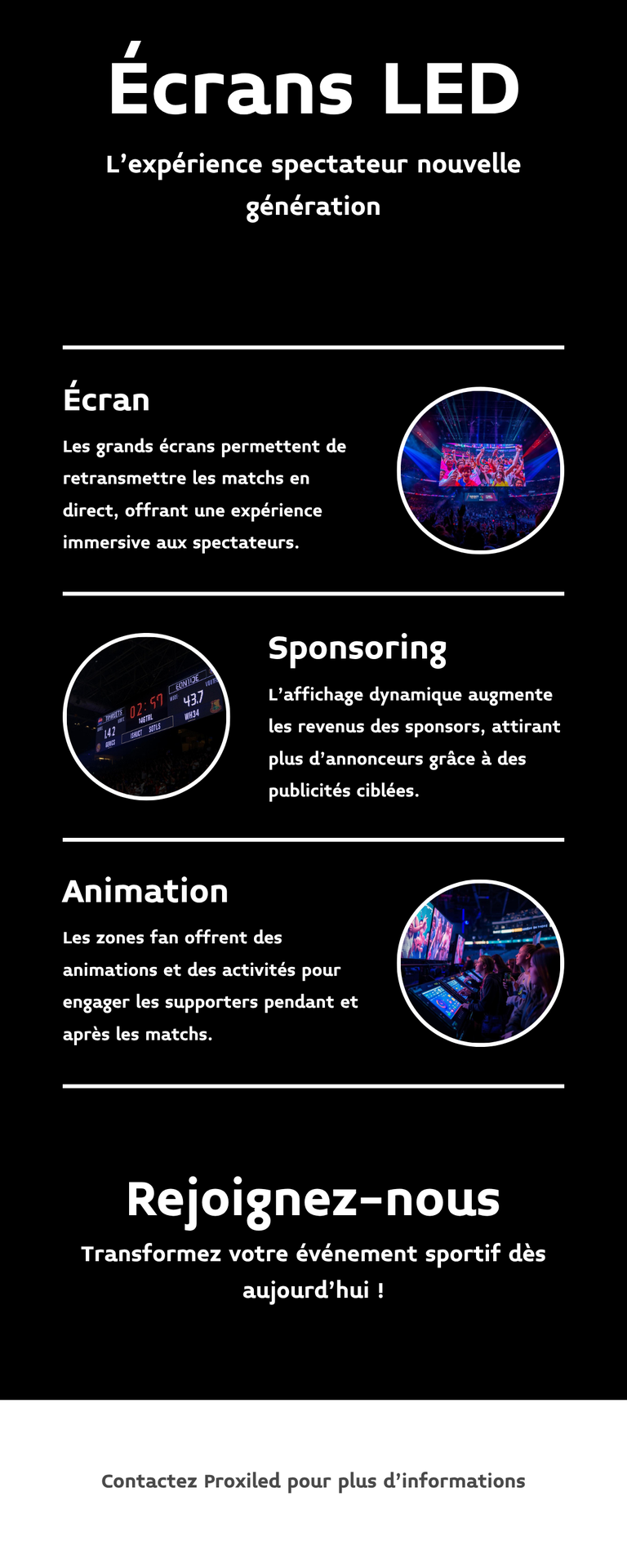 Infographie écran LED événements sportifs